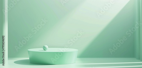 Refreshing 3D emerald to mint gradient podium for tranquil product staging.