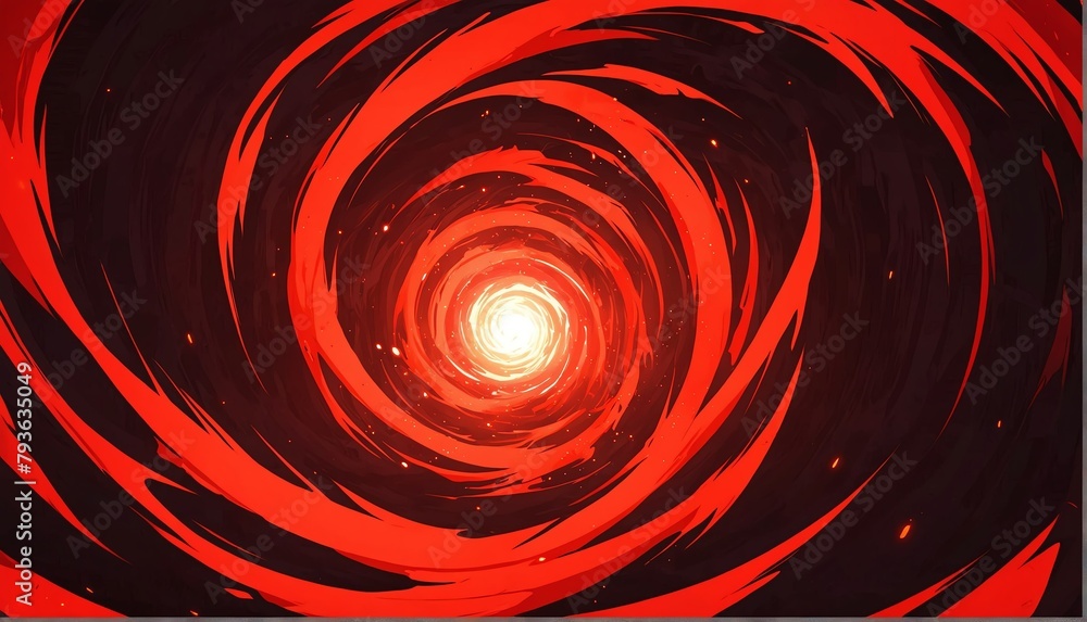 Obraz premium abstract red spiral flame burning sparks effects anime cartoon style background from Generative AI