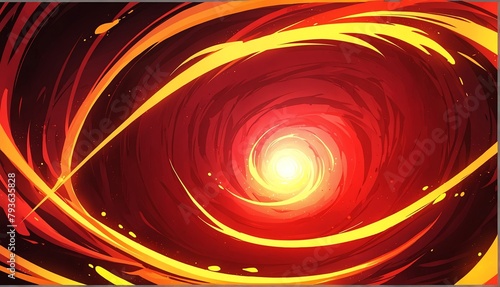 abstract red to yellow gradient spiral flame burning s sparks effects anime cartoon style background from Generative AI