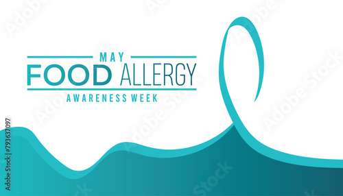 Food Allergy Awareness Week observed every year in May. Template for background, banner, card, poster with text inscription.