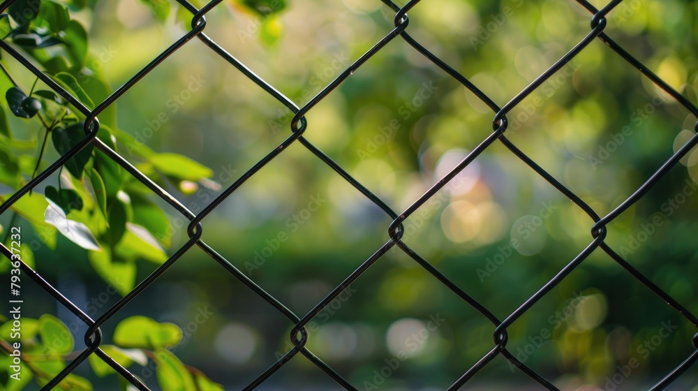 Fototapeta premium Mesh Fence Made of Steel Wire