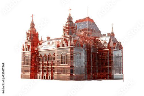 View of the Hofvijver / Court Pond adjoined by museum Mauritshuis and the Binnenhof (Inner court) housing the States isolated on a Transparent background. Generative AI