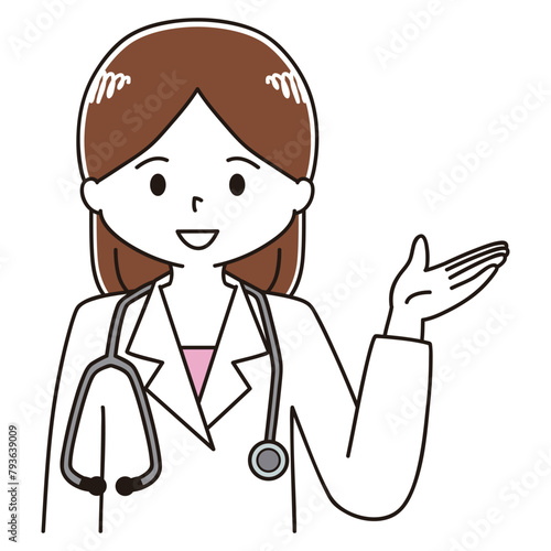 案内する女性医師のイラスト