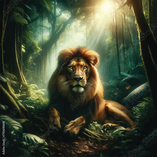  Majestic Lion Resting in Tall Grass 