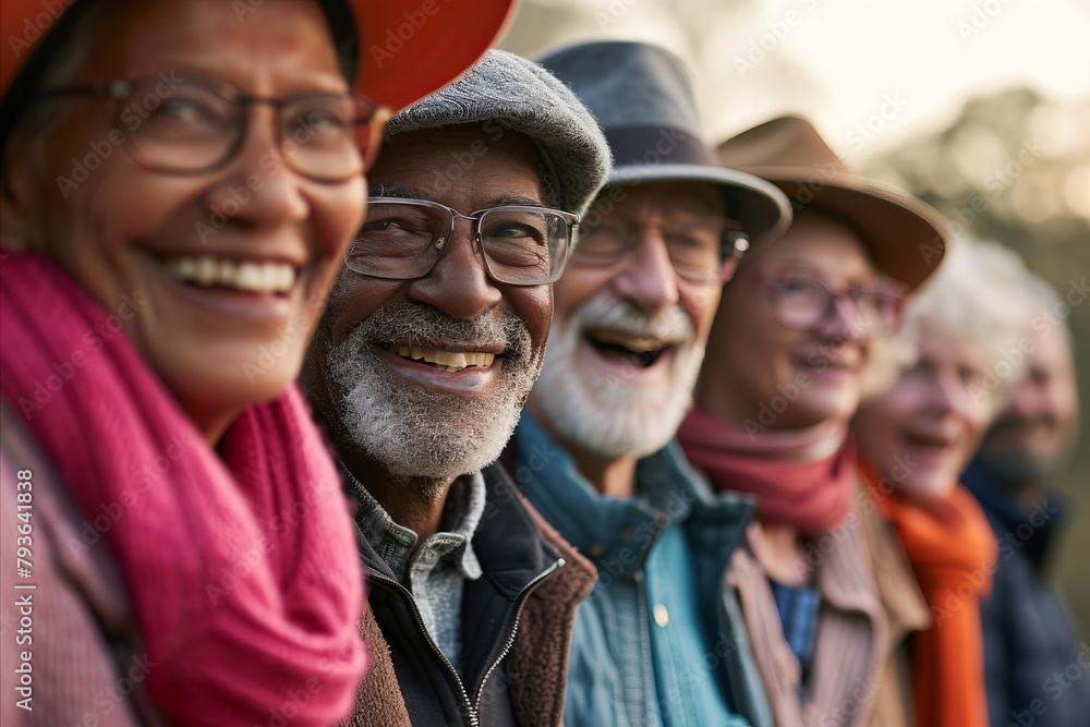 Group of seniors having a great time together in a park on a sunny day Group of seniors having a great time together in a park on a sunny day