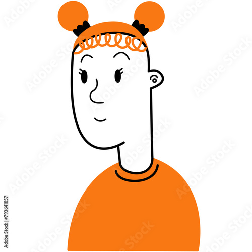 Girl vector doodle art of family 3000*3000 px. 300 dpi. SVG file.
