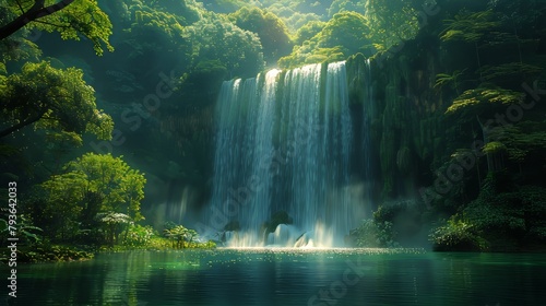 Majestic Forest Waterfall, Waterfall in Forest