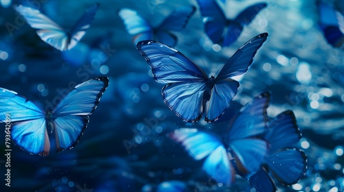 Blue flying butterflies.  © Pascal
