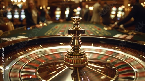 Casino Staff: A photo of a croupier spinning the roulette wheel in a casino