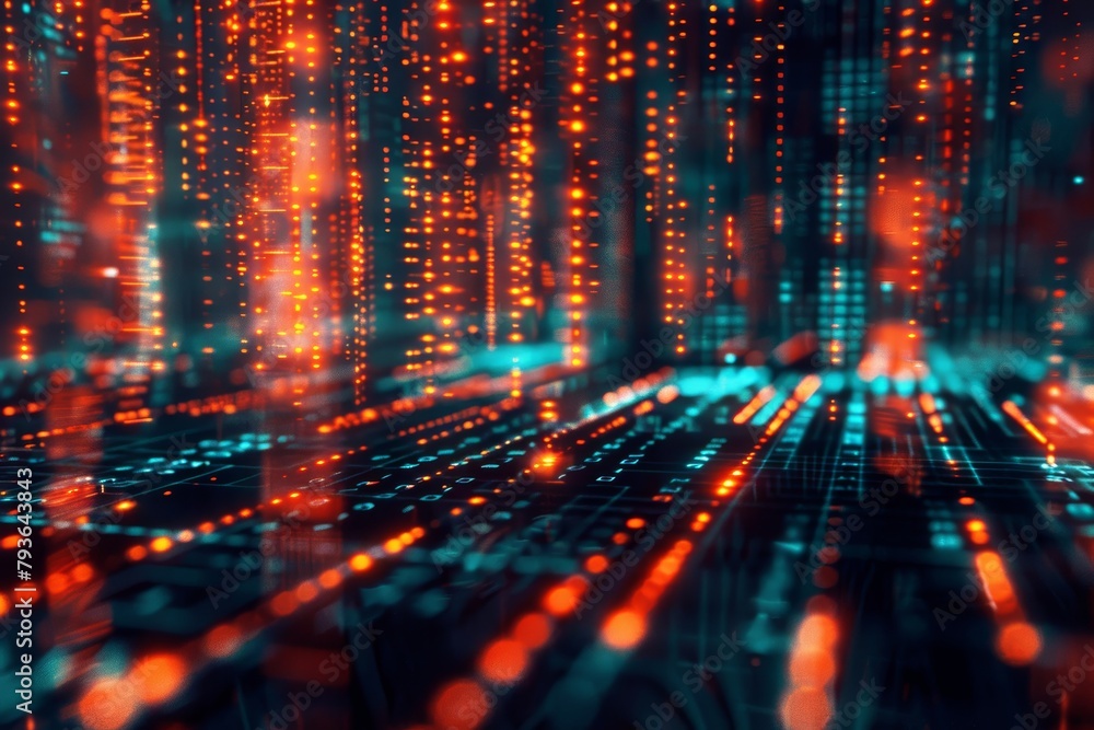 Abstract digital matrix with AI technology concept, futuristic innovation