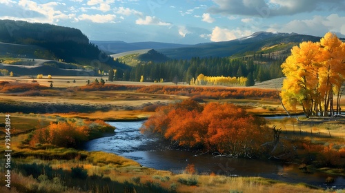 Autumn landscape in Yellowstone, Wyoming, USA