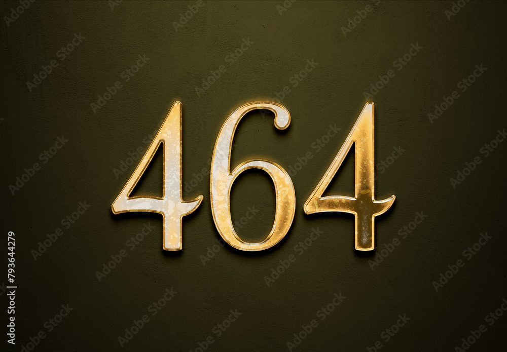Old gold effect of 464 number with 3D glossy style Mockup. Old gold effect of 464 number with 3D glossy style Mockup.