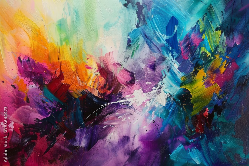Abstract painting with vibrant colors, representing the artist's unique vision Abstract painting with vibrant colors, representing the artist's unique vision
