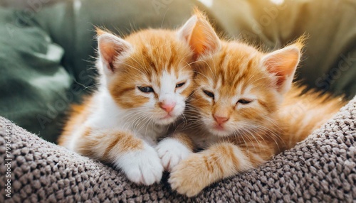 Cozy Kittens: Snuggle Time with Ginger Kittens Embracing"