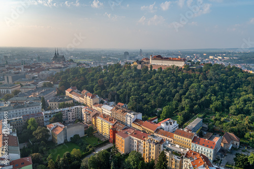 aerial photo of Brno city centre during surise photo