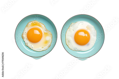 Fried eggs pattern top view. Breakfast concept. isolated on a Transparent background. Generative AI