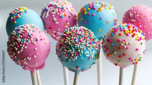 Cake pops adorned with colorful sprinkles