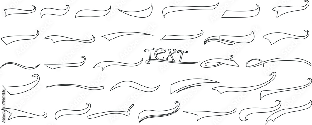 swirl typographic vector elements, decorative TEXT elegant typography designs, decorative separators, sense of motion