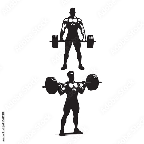 Silhouette set of weightlifter