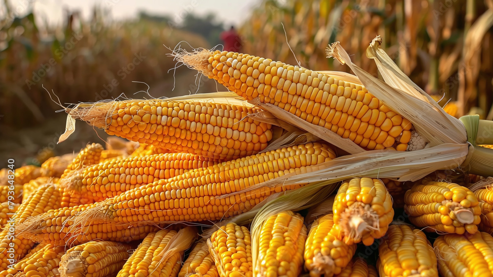 Corn Harvest Background: Bountiful Cornfields After Harvesting, Photo of Successful Corn Farming Corn Harvest Background: Bountiful Cornfields After Harvesting, Photo of Successful Corn Farming