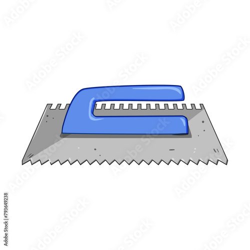 spreader notched trowel cartoon. surface smooth, leveling building, diy home spreader notched trowel sign. isolated symbol vector illustration