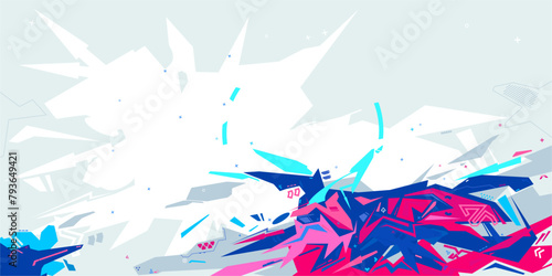 Cyber Abstract Urban Street Art Graffiti Style Vector Illustration Template Background