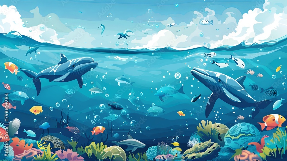 Fototapeta premium coral reef with fishes.