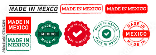 made in mexico rectangle circle stamp seal badge sign for logo country manufactured product