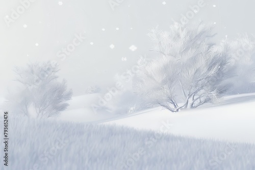 Delicate snowfall against a soft transparent white surface, ideal for tranquil scenes
