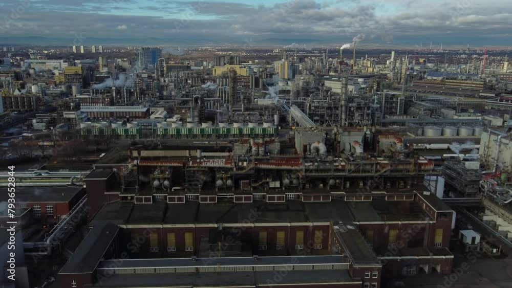 Chemical Industry, Flying over Chemical and Power Plants, Drone View Chemical Industry, Flying over Chemical and Power Plants, Drone View