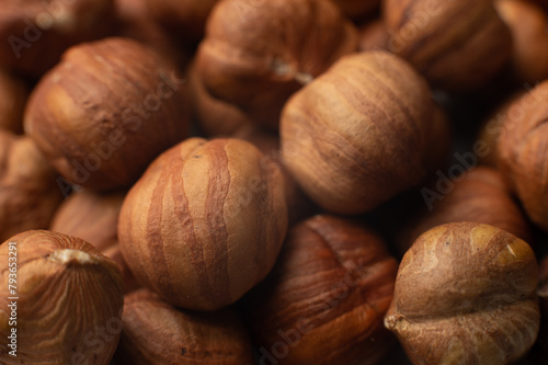 Photo of hazelnut. Hazelnut nut health organic brown filbert autumn background concept. Food background