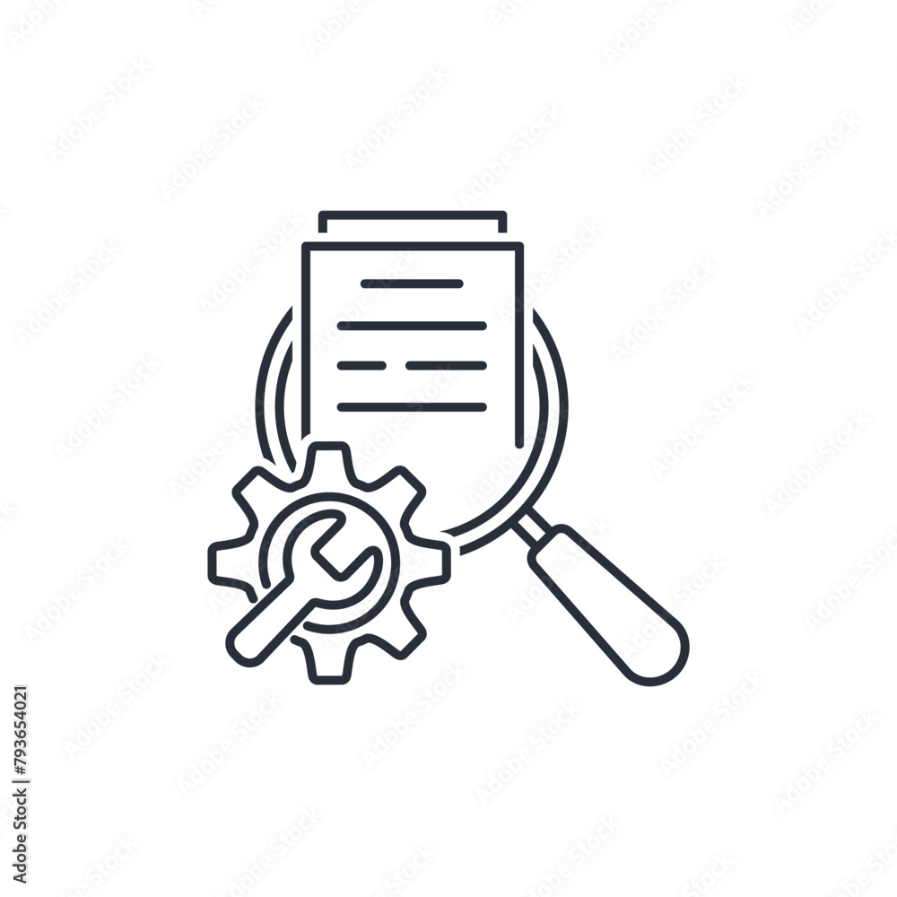 Configuring, setting document verification parameters. Vector linear icon isolated on white background. Configuring, setting document verification parameters. Vector linear icon isolated on white background.