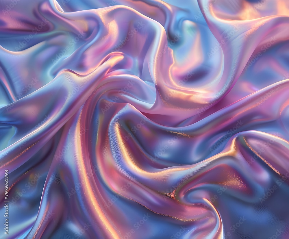 abstract background of holographic folds of silk or satin texture