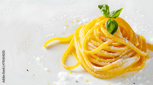 Handmade fresh pasta with white background