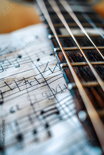 Close-up of an Accurately Penned Guitar Tabs for a Blues Styled Standard by RL Burnside photo