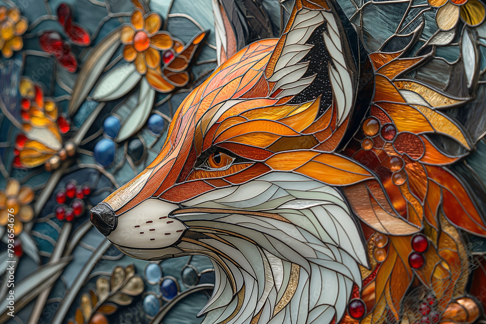 stained glass a fox