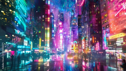 Electric cityscapes alive with color and vitality  depicted in dazzling neon against a blank white background