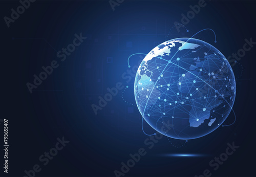 Global network connection. World map point and line composition concept of global business. Vector Illustration