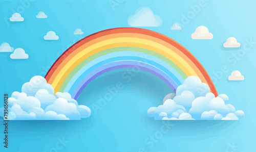 rainbow in sky vector simple 3d smooth cut and paste isolated illustration