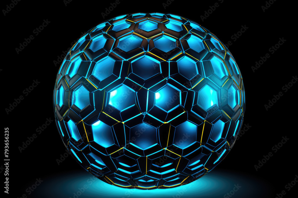 hive pattern wrap earth sphere, blue neon, digital element