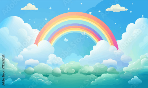rainbow in sky vector simple 3d smooth cut and paste isolated illustration