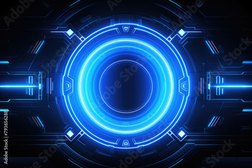 technology background with HUD design, blue neon color