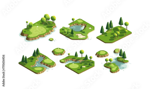 golf course set isometric vector flat isolated illustration photo