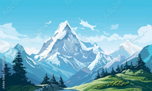 Himalayas vector flat minimalistic isolated vector style illustration