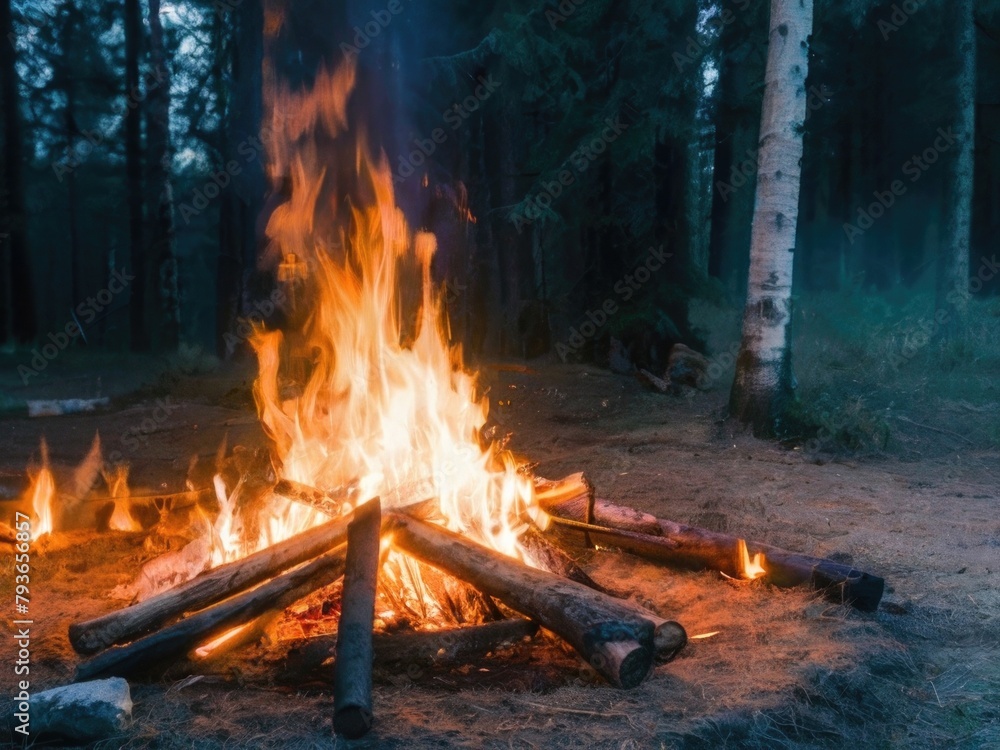 Bonfire in the forest, in summer. Bonfire in the forest, in summer.