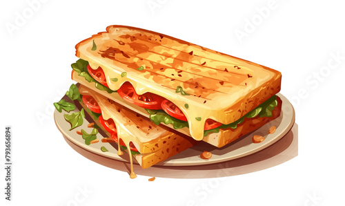 Cheese toasted sandwich vector flat isolated vector style illustration
