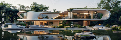 Futuristic architecture villas amazing architecture house organic architecture house. photo