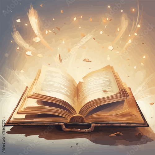 Open old books vector illustration