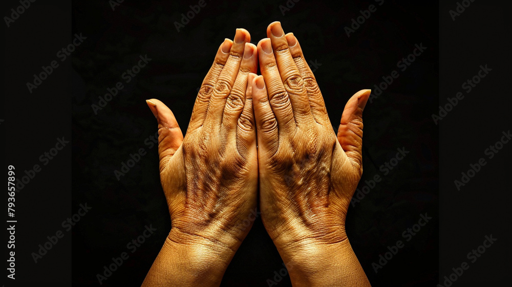 hands praying with white background - obrazy, fototapety, plakaty 