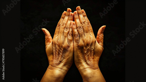hands praying with white background